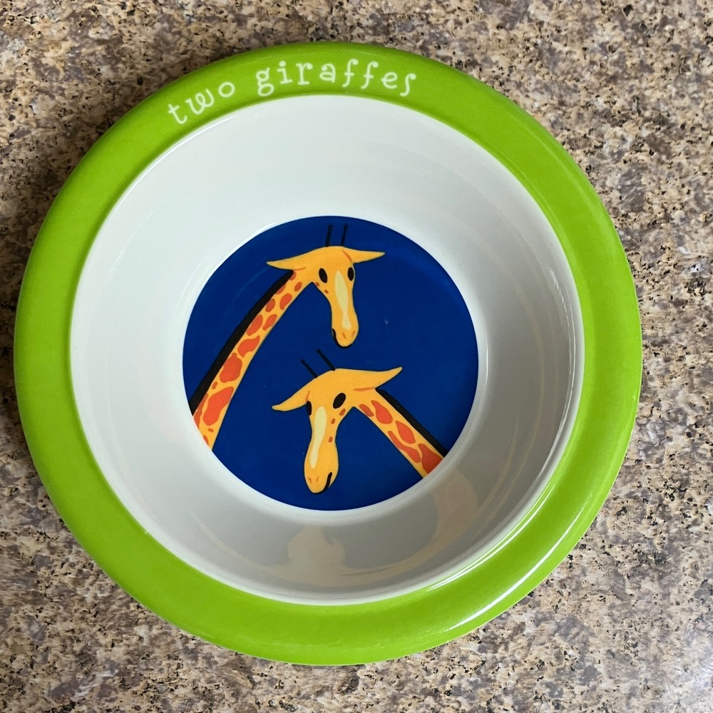 Two Giraffes Green and Blue Dinnerware Bowl